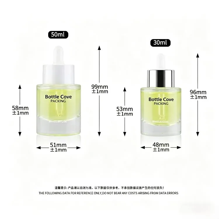 50ml clear glass bottle with dropper size