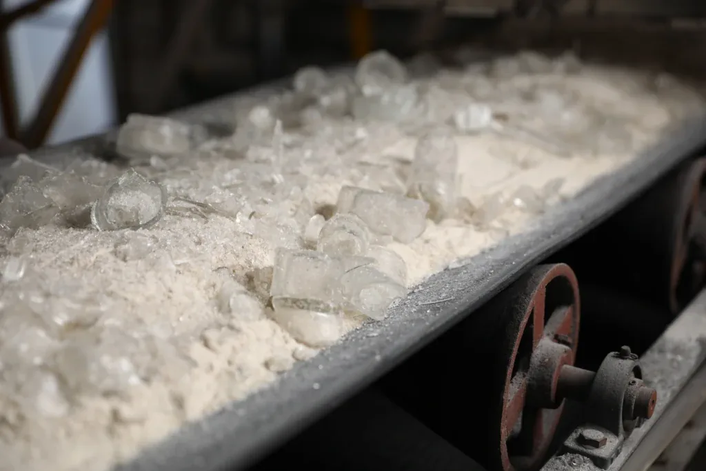 Glass packaging material handling line