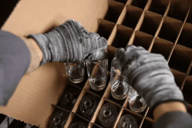 Export packing process for cosmetic bottles